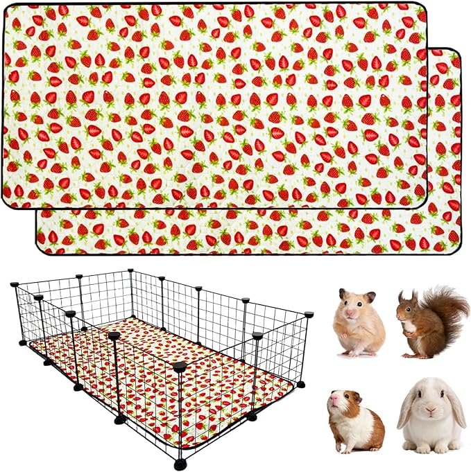 2 Pack Guinea Pig Cage Liners, Waterproof Reusable Guinea Pig Cage Liners,Waterproof Super Absorbent Pee Pads for Small Animals,28x56 inch 2pack