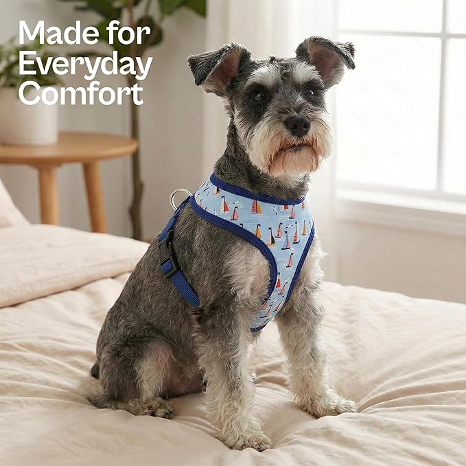 Parisian Pet Sailboat Dog Harness - Breathable No Pull Puppy Harness with Leash Ring - Adjustable Nautical Harnesses for Dogs - Soft Padded Step-in Pet Vest - Lightweight Dog Vests for Large Dogs