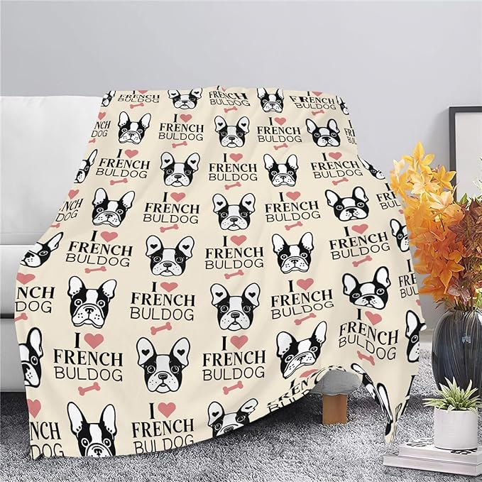 Boston Terrier Throw Blanket French Bulldog Frenchie Puppy Stuff Gifts for Dog Lover Kids Girls Boys Adults Women Men Soft Cozy Warm Plush Fluffy Fuzzy Fleece Blanket Decor 50''X60''