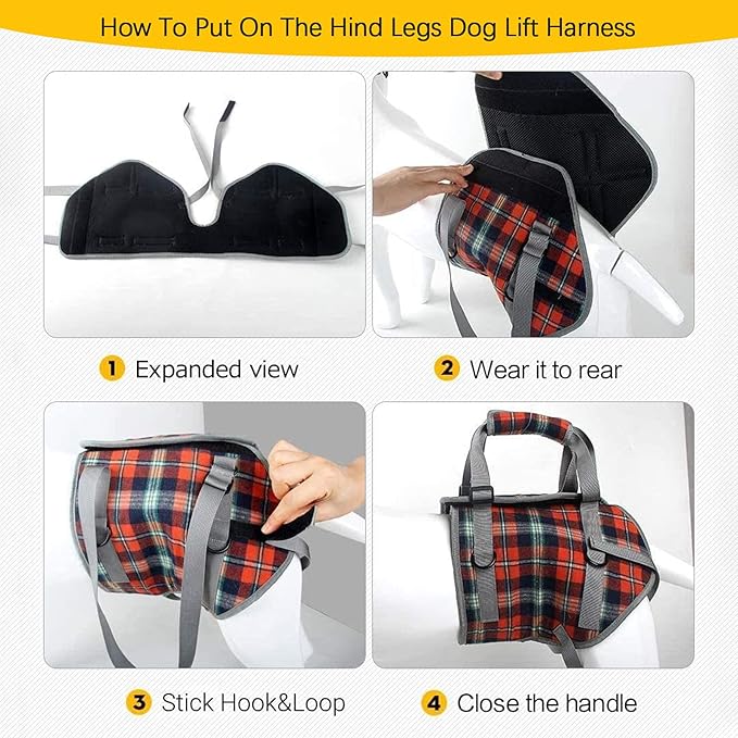 ROZKITCH Dog Lift Harness, Grid Pet Rear Support Aid Veterinarian Approved Sling for Old K9 Help with Poor Stability, Back Leg Hip Disabled Joint Injury Elderly Arthritis ACL Rehabilitation Rehab