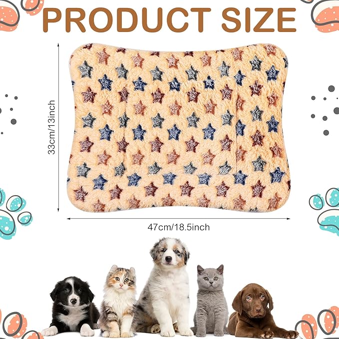 Tuanse 4 Pack Guinea Pig Bed Mat Bedding Rabbit Winter Bed Pad for Indoor Warm Small Animal Mattres Fleece Sleeping Pad for Hedgehogs Bunny Ferrets Hamster(Little Star,13 x 19 Inch)