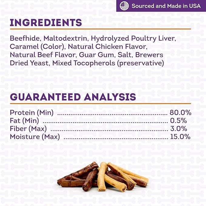 USA Beefhide Chip Rolls 5-6" Dog Chew Treats - Chicken & Beef Flavor, 20 Count/1 Pack
