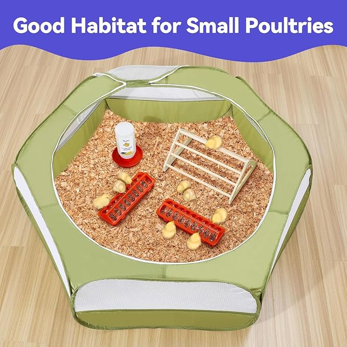 Pawaboo Chick Brooder Box for Chick Starter Kit, Brooder Pen/Chicken Supplies Brooders Box with Chicks Perch Brooding Up to 15 Chicks, Duck and Quail, Green + Red + Wood Color