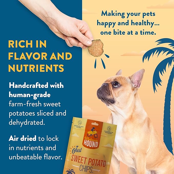 Just Sweet Potato Chips – Single Ingredient Dog Treats, All Natural & Healthy Training Snacks for Small, Medium & Large Breeds, Puppies – High Protein, Made in US - 4oz
