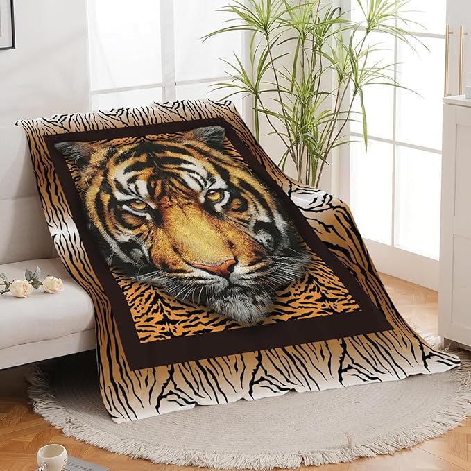 Tiger Throw Blanket Tiger Stuff Gifts for Kids Girls Boys Adults Women Men Soft Cozy Warm Plush Fluffy Fuzzy Fleece Blanket Decor 40''X50''