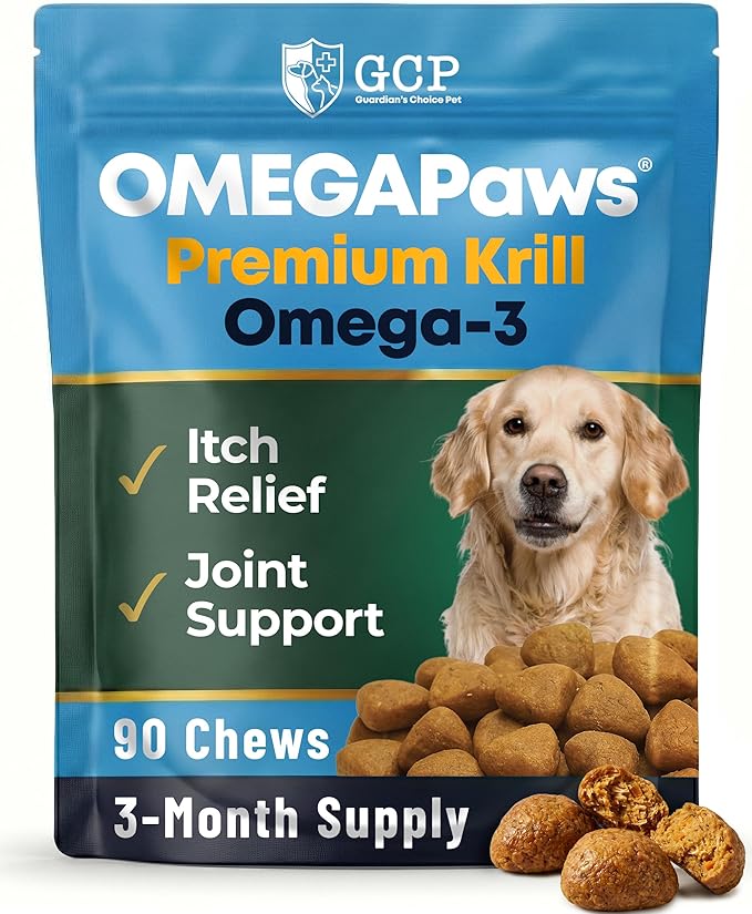 Omega 3 for Dogs – Dog Joint Support Soft Chews – Fish Oil Supplement for Dogs with EPA & DHA – Krill Oil Dog Chews – Supports Skin & Coat