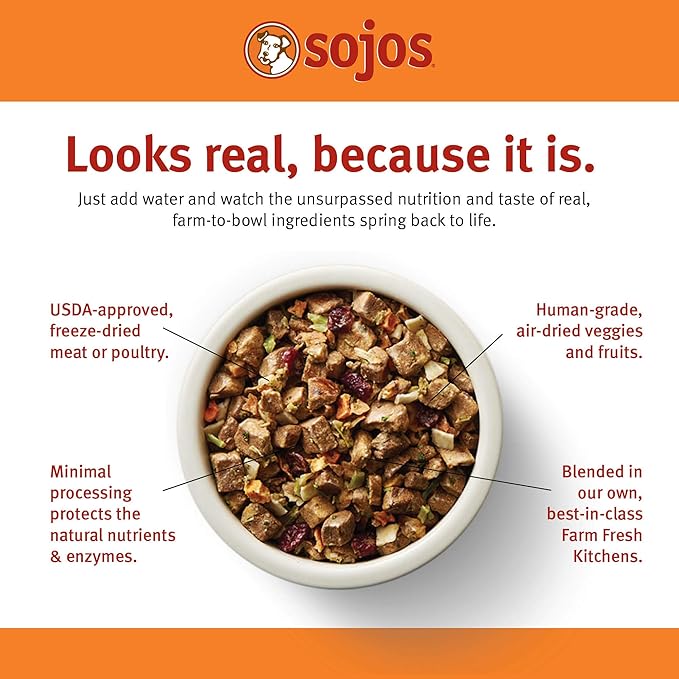 Sojos Complete Lamb Recipe Adult Grain-Free Freeze-Dried Raw Dog Food, 7 Pound Bag