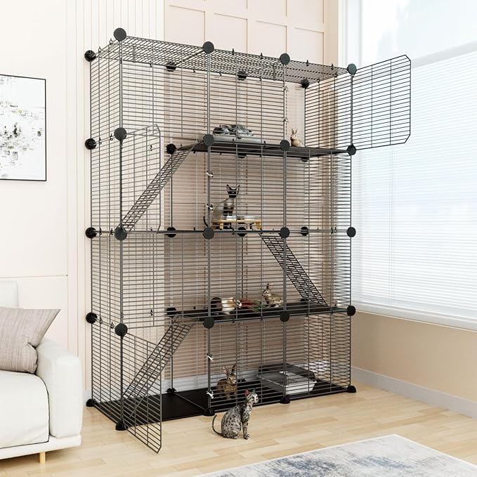 STILLCOVE Cat Cage Indoor, Big Wire Cat Cage Kennels Enclosures DIY Playpen Crates, Pet Pen C&C Cage for Multiple Cats Kittens Rabbits Bunny Ferrets Chinchilla and Small Animals