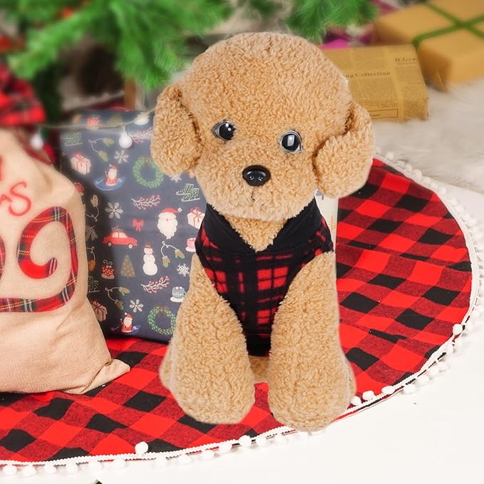 Rbenxia 4-Piece Buffalo Plaid Dog Sweater Set - Soft Fleece Vest & Pullover Jacket with Leash Ring for Puppy, Cat & Small Dog Pets - Warm Winter Outfits (X-Small)