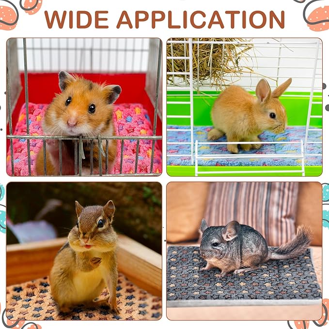 Haull 4 Pcs Waterproof Guinea Pig Bedding Guinea Pig Bed Plush Cage Liners Soft Rabbit Dog Crate Pad Cat Mat Reversible Cozy Animal Pee Pad Hamster Bunny Mat Accessory(Star,13 x 10 Inch)