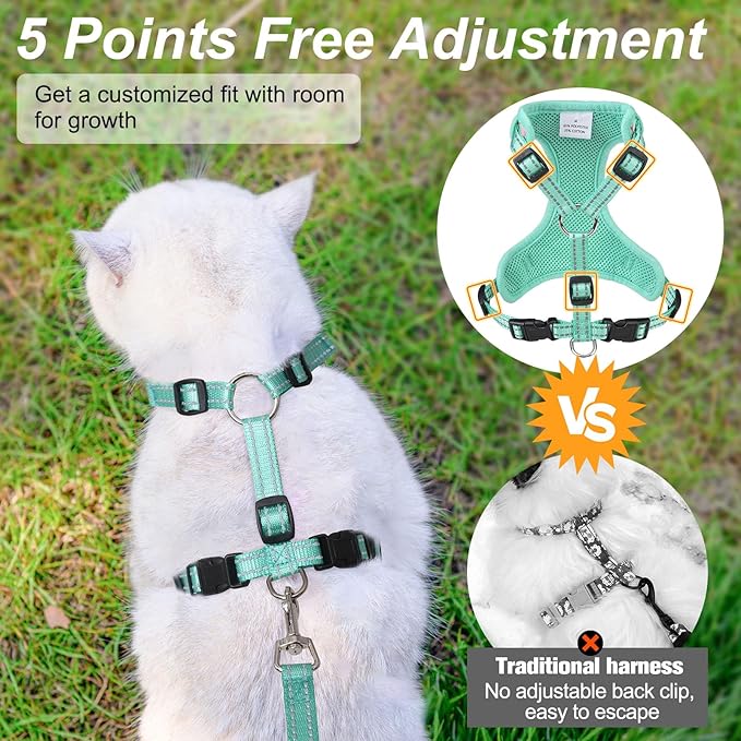 BEAUTYZOO Cat Harness and Leash Set Escape Proof, Medium Cat Vest Harness for Walking, Adjustable Step in Kitten Harnesses for Travel, Soft Lightweight Outdoor Cute Kitten Harnesses, Pineapple M