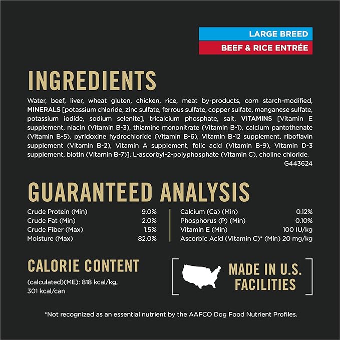 Purina Pro Plan Specialized Large Breed Chicken and Rice and Beef and Rice in Gravy 12ct High Protein Wet Dog Food Variety Pack - (Pack of 12) 13 oz. Cans