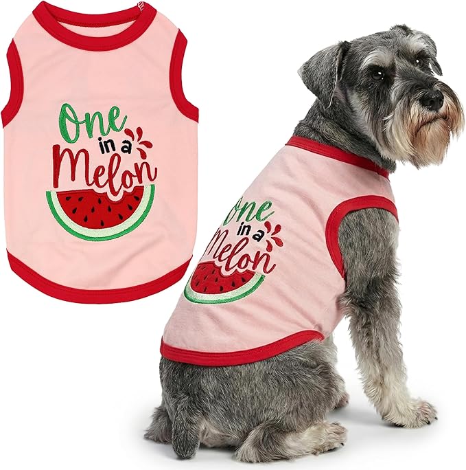 Parisian Pet Dog Shirt – 100% Cotton Shirts for Large Dogs – Pullover Sleeveless Puppy Vest – Breathable Cute Watermelon Pet Apparel – Pink Summer Dog Clothes - Stretchy T Shirts for Dogs