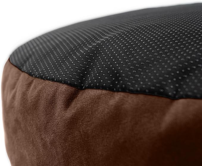 JAXX Robbi Dog Bed Bean Bag – Round Bed with Machine Washable Cover and No-Slip Base - Supportive Memory Foam for Senior Dogs & Joint Pain Relief-Ultimate Comfort & Luxury - Medium, Caramel/Chocolate