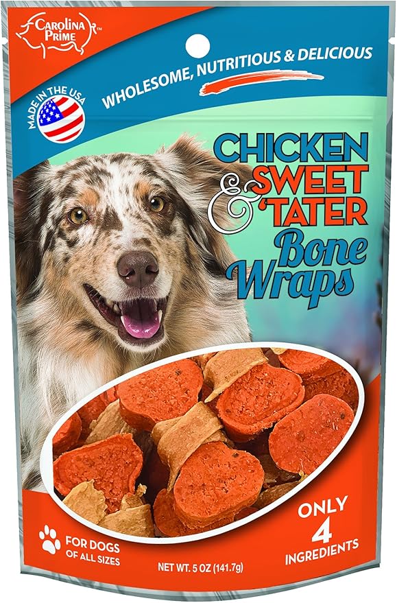 Carolina Prime Pet 45301 Chicken & Sweet Tater Bone Wrap Treat For Dogs ( 1 Pouch), One Size
