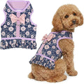 Parisian Pet Floral Dog Harness Dress - Breathable No Pull Puppy Dress with Leash Ring - 100% Mesh Fabric Harnesses for Dogs - Soft Padded Step in Pet Vest - All Weather Dog Harness for Large Dogs