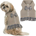 Parisian Pet Plaid Khaki Dog Harness Dress - Breathable No Pull Puppy Dress with Leash Ring - 100% Mesh Fabric Harnesses for Dogs - Soft Padded Step in Pet Vest - Dog Harness Medium Sized Dogs
