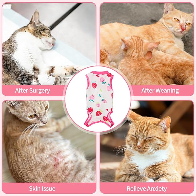 Cat Recovery Suit Cat Onesie for Cats After Surgery, Breathable Cats Surgery Recovery Suit for Female Spay & Abdominal Wounds, Kitten Surgical Onesie Body Suit Anti Licking Cone Alternative