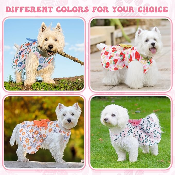 Saintrygo 5 Pieces Dog Dresses for Small Pet Girls Floral Puppy Dresses Dog Princess Bowknot Dress Cute Summer Outfits Cat Clothes for Female Cat Small Pets, 5 Styles(S)
