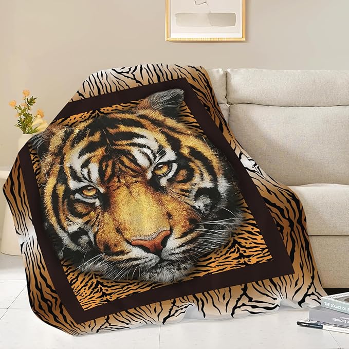 Tiger Throw Blanket Tiger Stuff Gifts for Kids Girls Boys Adults Women Men Soft Cozy Warm Plush Fluffy Fuzzy Fleece Blanket Decor 40''X50''