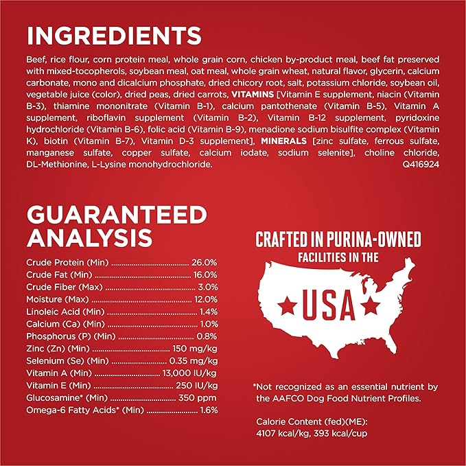 Purina ONE Small Bites Beef and Rice Formula Small High Protein Dry Dog Food Natural With Added Vitamins, Minerals and Nutrients - 16.5 lb. Bag