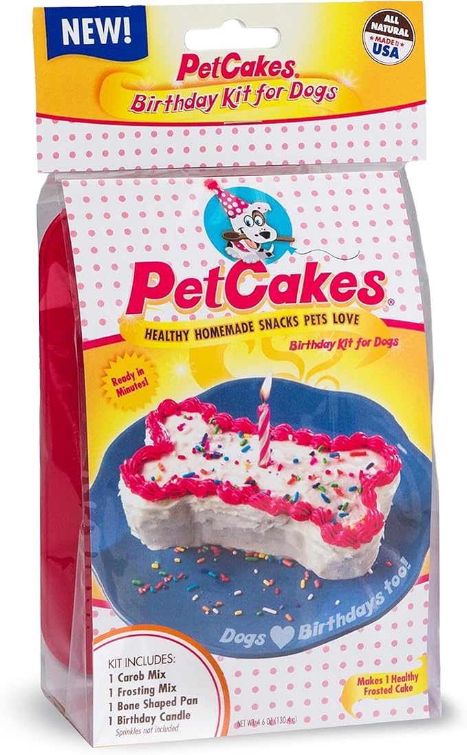 PetCakes Dog Birthday Cake Kit - All Natural Treats - Puppy To Large Dogs, Carob Flavor - 5.5 Oz