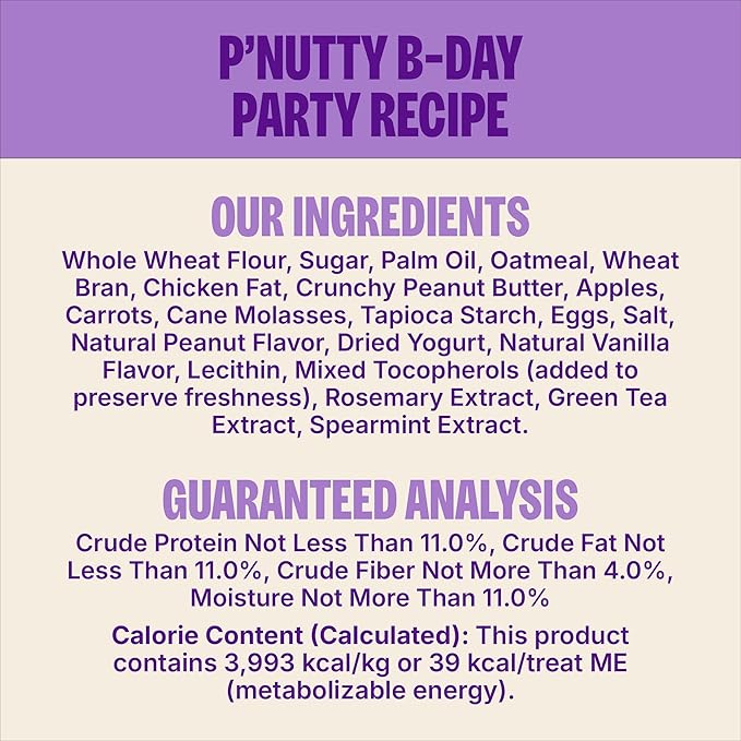 Wellness Old Mother Hubbard Milk Bar P'Nutty B-Day Party, Small Dog Treats, Crunchy Peanut Butter Biscuits with Birthday Icing (10 Ounce Bag)