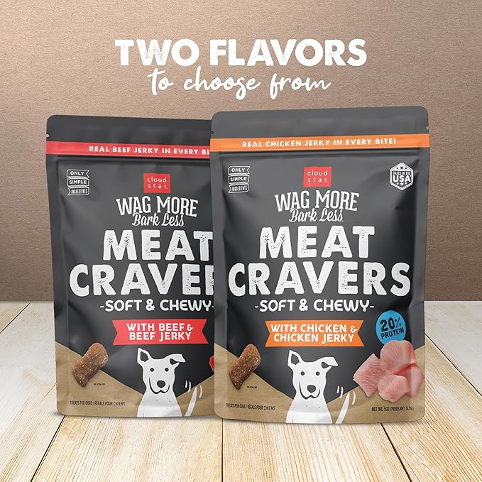 Cloud Star Wag More Bark Less Meat Cravers Soft Chews Dog Treats, Chicken 5 oz. Bag (Pack of 3)