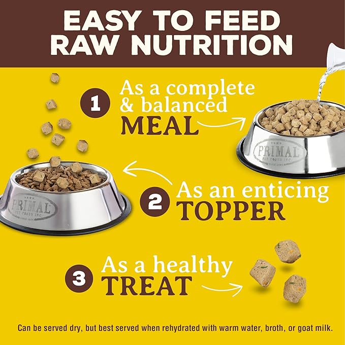 Primal Freeze Dried Puppy Dog Food, Pronto Mini Nuggets; Scoop & Serve, Complete & Balanced Meal; Also Use As Topper or Treat; Premium, Healthy, Grain Free, High Protein Raw Dog Food (25 oz)