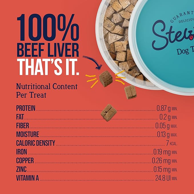 Stewart 100% Beef Liver Dog Treats,2 oz Tub,~45 Pieces,Freeze Dried Raw,Ingredient,50% Protein Training Treats or Meal Topper,Grain Free,Gluten Free,(Pack of 2)