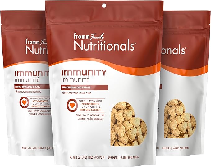 Fromm Family Nutritionals Immunity Functional Dog Treats - Premium Dog Treats for Immune Support - Contains Cranberry, Blueberry, Turmeric, Cinnamon, Vitamin C & Vitamin E - Pack of (3) 6 oz Bags