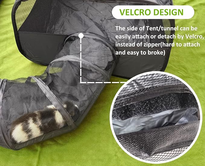 Guinea Pigs Playpen with Surround Tunnel,Pop Open Tent with Tube for Dwarf Rabbits,Chinchilla,Ferret and Other Small Animals to Run and Exercise Indoor or Outdoor (Playpen with Tunnel)
