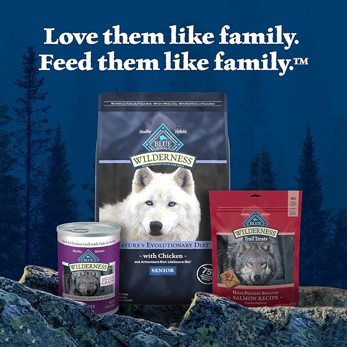 Blue Buffalo Wilderness High-Protein Senior Dry Dog Food, Made in The USA with Natural Ingredients Plus Wholesome Grains, Chicken, 4.5-lb. Bag