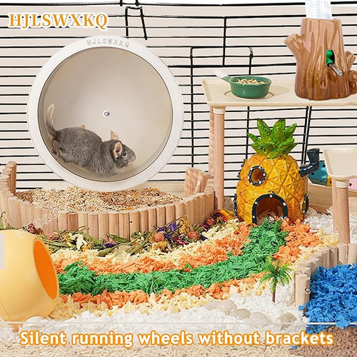 10inch Wall-Mount Silent Hamster Wheel, Wooden Small Animal Exercise Wheel with Removable & Washable Track for Gerbil, Mouse, Syrian Hamster(10in)
