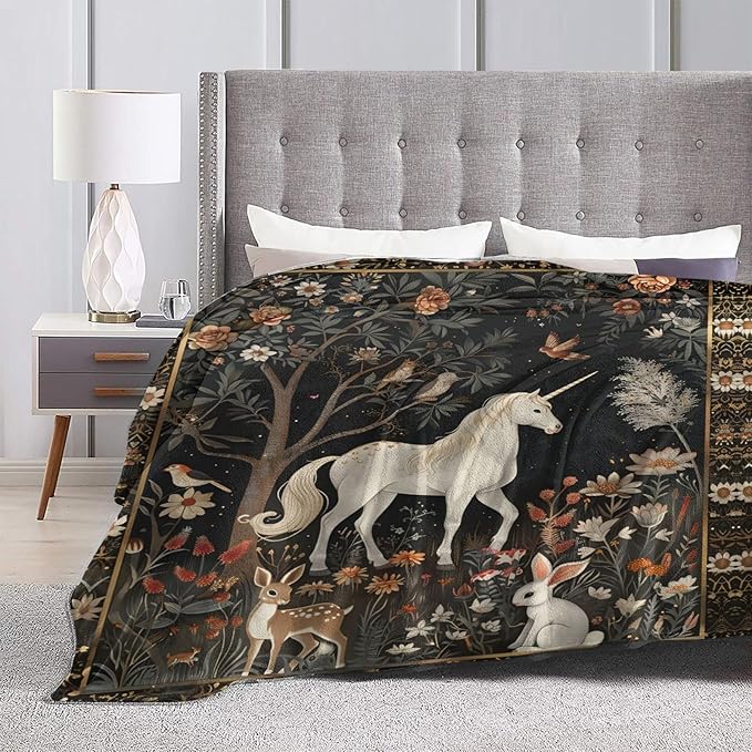 Unicorn Throw Blanket for Girls & Adults - Super Warm, Soft & Lightweight Fleece Flannel - 80"X60"