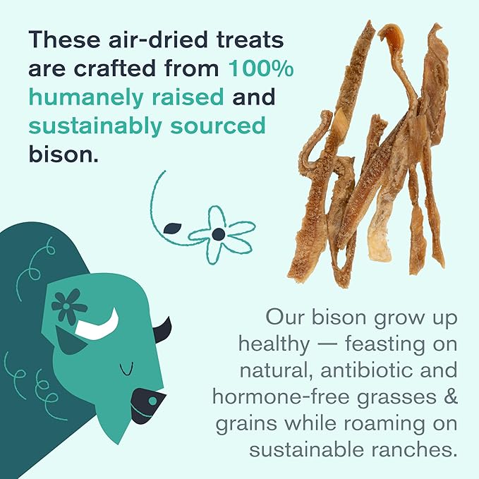 West Paw Air-Dried Single Ingredient Bison Tripe Dog Treats – 100% Pasture-Raised, High-Protein, All-Natural Chews – Made in USA – Nutrient-Rich, Easily Breakable, Grain-Free