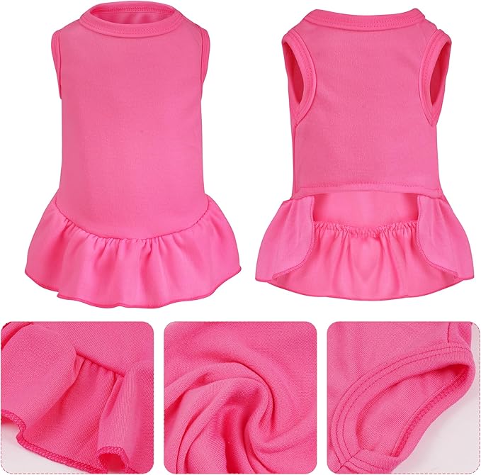 Dog Dresses Cat Skirt Solid Color Dog Clothes Summer Sleeveless Puppy Girl Clothes for Small Pet Dogs Cats (Rose Pink, Small)