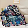 Wolf Throw Blanket American Flag Wolf Stuff Gifts for Kids Girls Boys Adults Women Men Soft Cozy Warm Plush Fluffy Fuzzy Fleece Blanket Decor 50''X60''