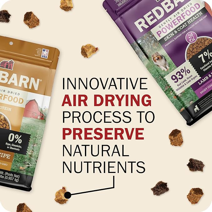 Redbarn Powerfood Air Dried Dog Food - 95% Beef & Beef Organs - High Protein Grain-Free Non-GMO Premium Dry Full Feed or Topper Made in USA with Omega 3 Salmon Oil Flaxseed - 2.5 Ounce