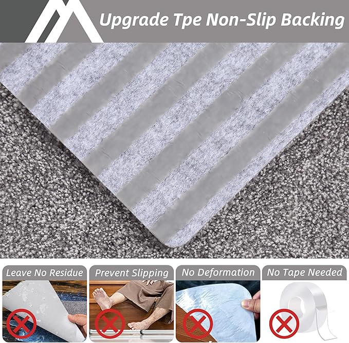 COSY HOMEER Stair Treads Non-Slip 15pcs Carpet Mat 28inX9in Indoor Stair Runners for Wooden Steps, Stair Rugs for Kids and Dogs, 100% Polyester TPE Backing Grey,Protect Floor