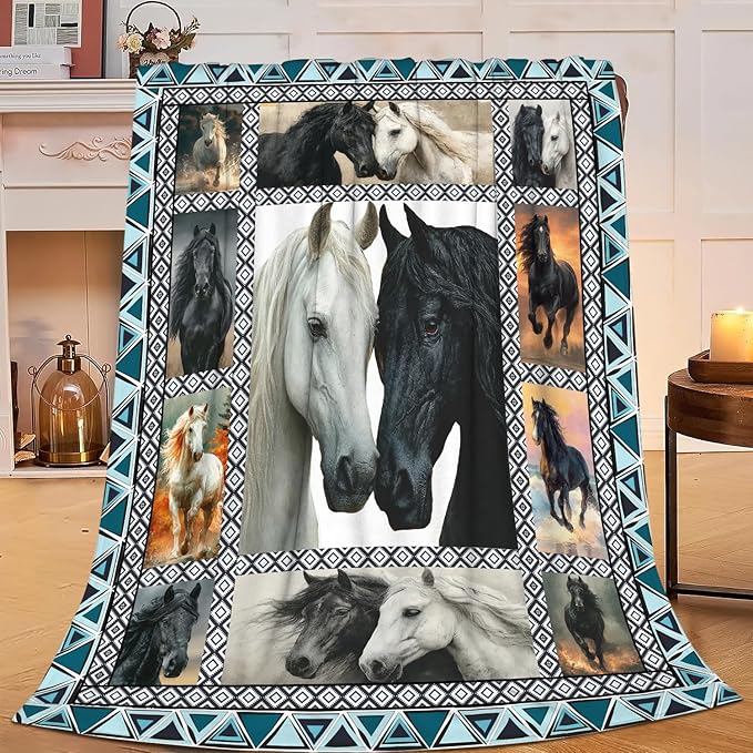 Horse Throw Blanket Horse Stuff Gifts for Kids Girls Boys Adults Women Men Soft Cozy Warm Plush Fluffy Fuzzy Fleece Blanket Decor 60''X80''