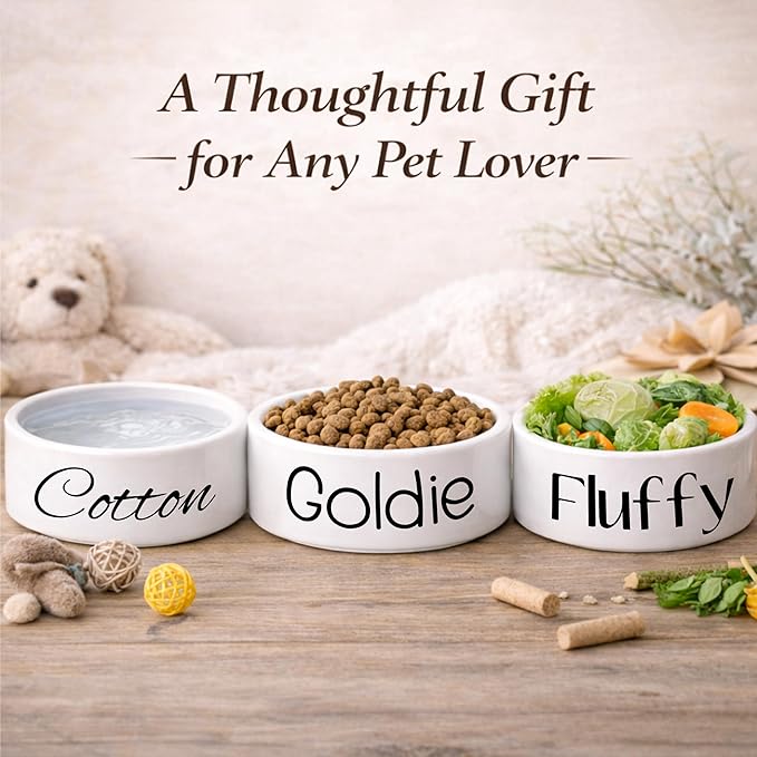 Custom Pet Bowl for Dogs & Cats | Personalized Food & Water Dish with Name | Microwave & Dishwasher Safe Ceramic Feeding Bowl | Gift Idea for Puppy, Kitten & Rabbit Owners | White – Large