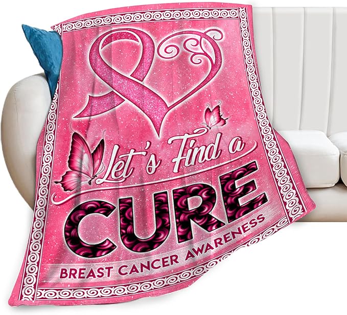 Breast Cancer Awareness Blanket Survivor Gifts Throw Blankets Cozy Fleece Flannel Blanket Soft Warm Plush Lightweight Bedding Accessories Gift for Women for Couch Sofa Bed 40"X50"