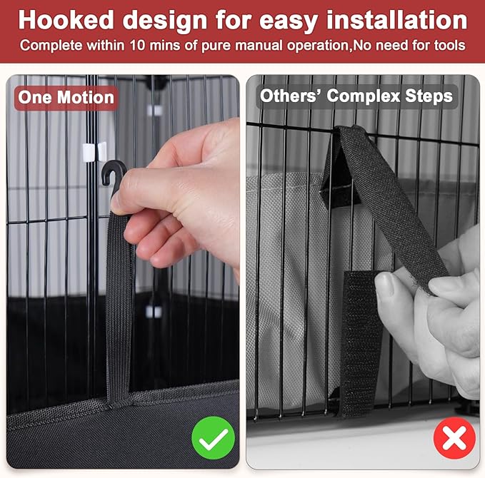 Tresbro Guinea Pig Cage with Waterproof PVC Bottom Liner & One-Hand Release Hook, Triple Fixing C&C Cage for Guinea Pigs, Bunny, Rabbit, Hedgehog, Small Animal Indoor Playpen 48''L x 24''W x 16''H
