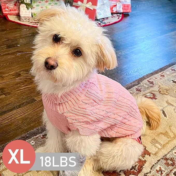 KYEESE Dog Sweater Stretchy Soft Pullover Dog Sweaters for Medium Dogs Girl Thick Pet Coat for Fall Winter Cold Weather Warm Turtleneck Medium Dogs Sweater
