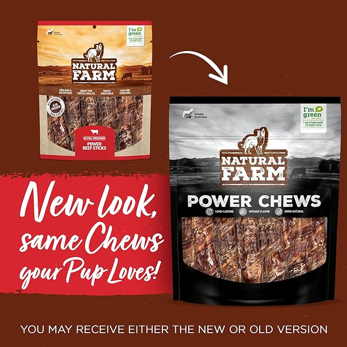 Natural Farm Power Cheese Dog Chews (6”, 10-Pack), 2-in-1 Power Chews: Cow’s Milk Cheese Wrapped in Delicious 100% Beef Pizzle, Double Chewing Time