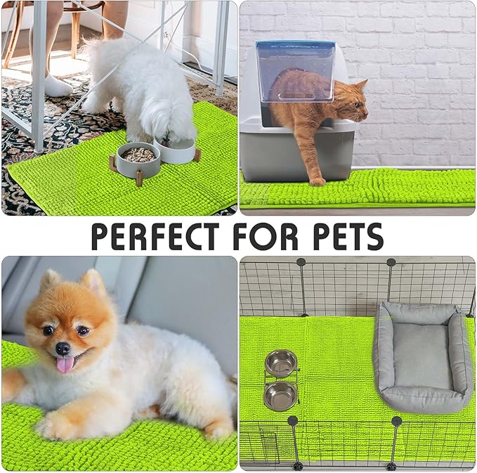 Amylove 4 Pcs Guinea Pig Cage Liner Washable Fleece Pee Pads Pet Dog Cat Bedding Training Mat for Small Animal Guinea Pig Puppy Bunny Hamster(16 x 24 Inch,Rectangular,Green)