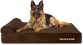 The Dog’s Bed Orthopedic Memory Foam Dog Bed with Headrest, Calming Surface – CertiPUR-Certified Foam, Plush Fabric, Brown Plush, XL, 6-Inch