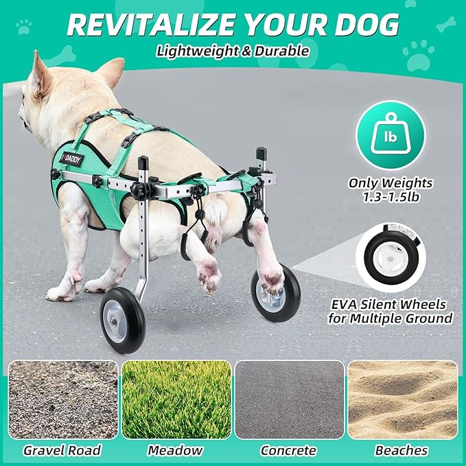 Nasjac Dog Wheelchair for Back Legs - Lightweight Portable Wheelchair with Reflective Stripes, Adjustable Pet Wheelchair Cart for Senior, Arthritis, Paralyzed, Injured, or Disabled Dogs