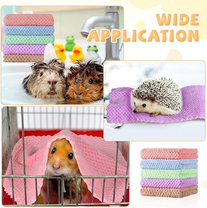 Reginary 10 Pcs Guinea Pigs Blankets Hamster Fleece Cage Liners Coral Fleece Quick Dry Soft Blankets Bedding Guinea Pig Accessories for Cat(12 x 12 Inch,Colorful)